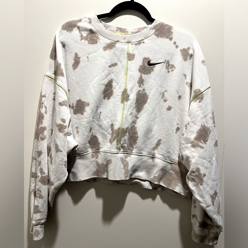 Nike womens cropped sweatshirt pullover cropped oversized tie dye size xs - Picture 1 of 6